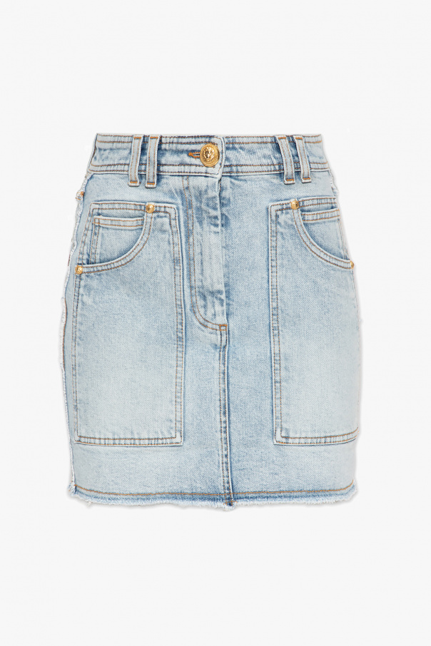 Light blue Denim skirt Balmain - Balmain twisted draped miniskirt -  SchaferandweinerShops Canada